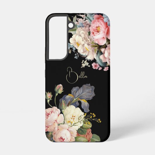 Coque Samsung Galaxy Chic Vintage Personnalisé Roses & Iris (Verso)