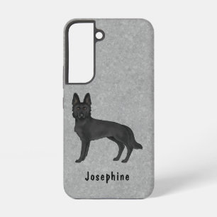 Coque Samsung Galaxy Chien de berger allemand noir dessin animé sur fon