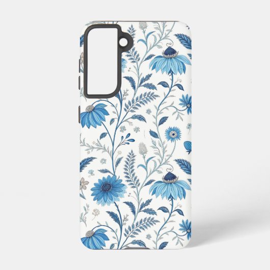 Coque Samsung Galaxy Chinoiserie Blue Echinacea Pattern (Verso)