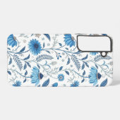 Coque Samsung Galaxy Chinoiserie Blue Echinacea Pattern (Verso Horizontal)