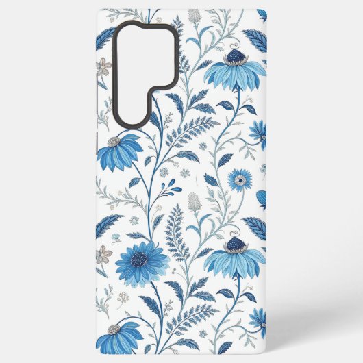 Coque Samsung Galaxy Chinoiserie Blue Echinacea Pattern (Verso)