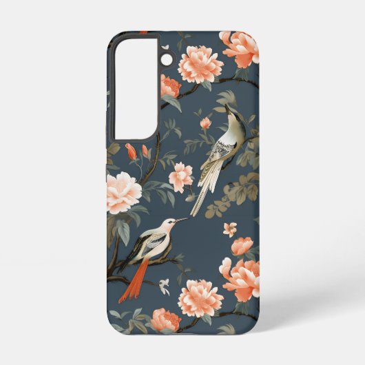 Coque Samsung Galaxy Chinoiserie florale sur Denim Blue (Verso)
