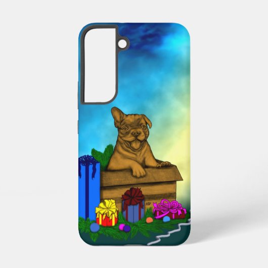Coque Samsung Galaxy Chiot dans une boîte, Joyeux Noël (Verso)