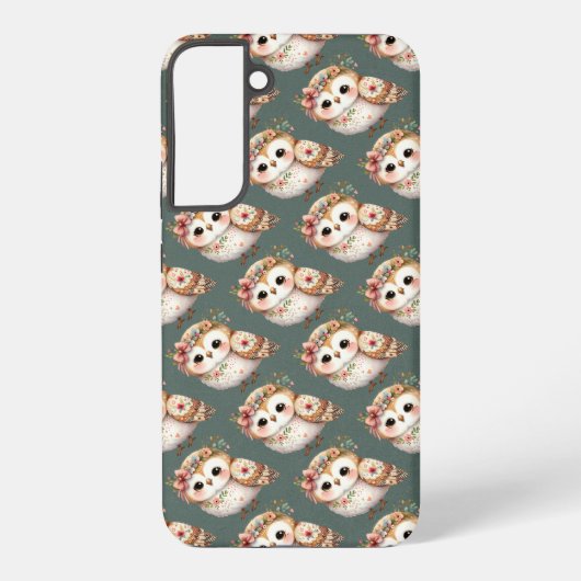 Coque Samsung Galaxy Chouette florale mignonne avec un nœud (Verso)