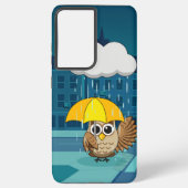 Coque Samsung Galaxy Chouette mignonne avec parapluie le jour de la plu (Verso)