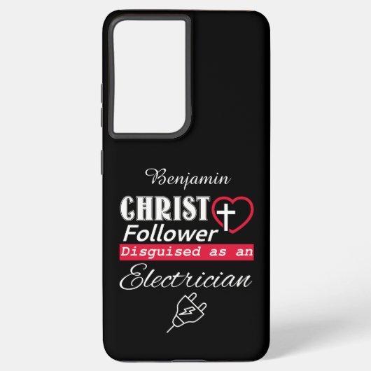 Coque Samsung Galaxy Christ Follower déguisé en électricien chrétien (Verso)