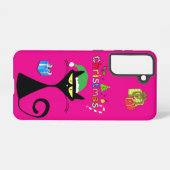 Coque Samsung Galaxy Christmas Black Cat Holiday Galaxy Case – Fuchsia (Verso Horizontal)