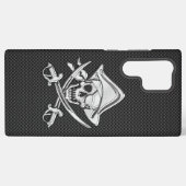Coque Samsung Galaxy Chrome Comme Pirate Crossbones Carbone Style (Verso Horizontal)