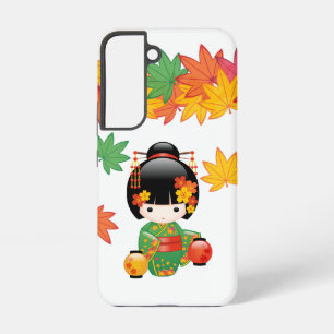 Coque Samsung Galaxy Chute Poupée Kokeshi - Green Kimono Geisha Girl