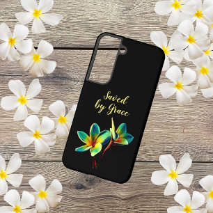 Coque Samsung Galaxy Citation de Christian Floral "Sauvé par grâce"