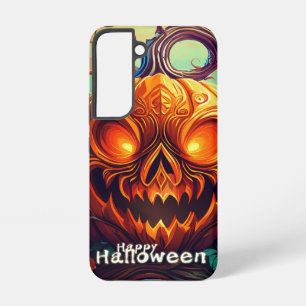Coque Samsung Galaxy Citrouille d'Halloween aux Yeux Brûlants Art