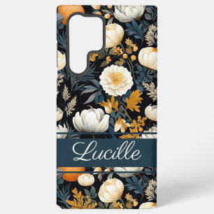 Coque Samsung Galaxy Citrouille élégant et fleurs tombent motif
