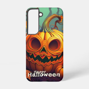 Coque Samsung Galaxy Citrouille orange effrayant avec visage, Halloween