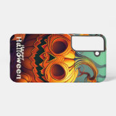 Coque Samsung Galaxy Citrouille orange effrayant avec visage, Halloween (Verso Horizontal)
