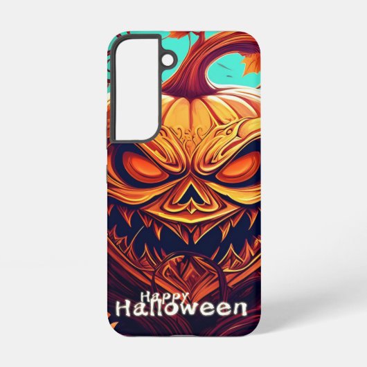 Coque Samsung Galaxy Citrouille orange effrayant avec visage, Halloween (Verso)