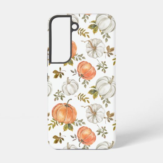 Coque Samsung Galaxy Citrouilles d'aquarelle et Motif d'automne de feui (Verso)