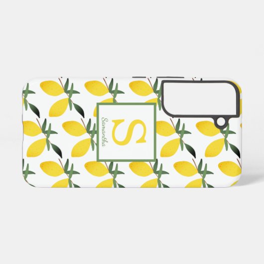 Coque Samsung Galaxy Citrus citron Nom du monogramme (Verso Horizontal)