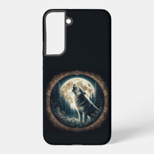 Coque Samsung Galaxy Classique, loup et lune vintage