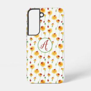 Coque Samsung Galaxy Coccinelles et motif de pissenlits avec initiales