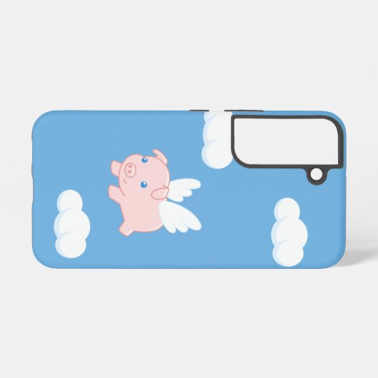 Coque Samsung Galaxy Cochon volant - Cochon mignon avec ailes en bleu (Verso Horizontal)