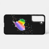Coque Samsung Galaxy Coeur arc-en-ciel avec étoiles sur noir (Verso Horizontal)