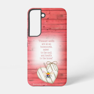 Coque Samsung Galaxy Cœur arc-en-ciel d'abeille de foi en bois rouge fa