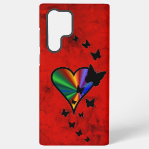 Coque Samsung Galaxy Cœur arc-en-ciel et papillon