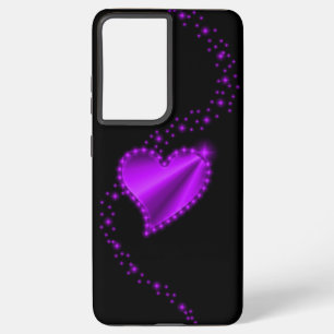 Coque Samsung Galaxy Coeur arc-en-ciel pourpre avec étoiles