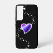 Coque Samsung Galaxy Coeur arc-en-ciel violet avec étoiles sur noir (Verso)