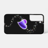 Coque Samsung Galaxy Coeur arc-en-ciel violet avec étoiles sur noir (Verso Horizontal)