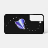 Coque Samsung Galaxy Coeur arc-en-ciel violet avec étoiles sur noir (Verso Horizontal)