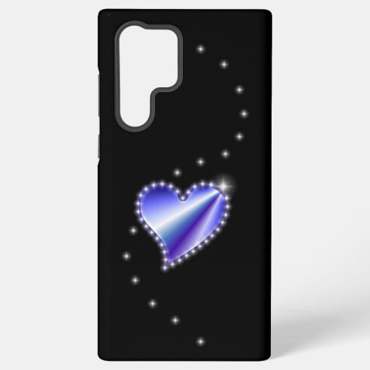 Coque Samsung Galaxy Coeur arc-en-ciel violet avec étoiles sur noir (Verso)