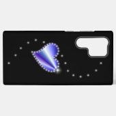 Coque Samsung Galaxy Coeur arc-en-ciel violet avec étoiles sur noir (Verso Horizontal)