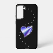 Coque Samsung Galaxy Coeur arc-en-ciel violet avec étoiles sur noir (Verso)