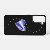 Coque Samsung Galaxy Coeur arc-en-ciel violet avec étoiles sur noir (Verso Horizontal)