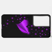 Coque Samsung Galaxy Coeur arc-en-ciel violet avec étoiles sur noir (Verso Horizontal)