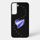 Coque Samsung Galaxy Coeur arc-en-ciel violet avec étoiles sur noir (Verso)