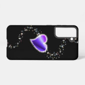 Coque Samsung Galaxy Coeur arc-en-ciel violet avec étoiles sur noir (Verso Horizontal)
