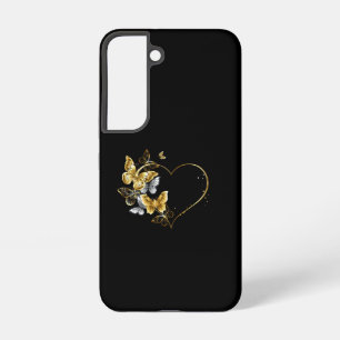 Coque Samsung Galaxy Cœur avec papillons dorés