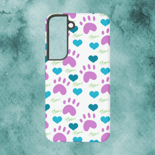 Coque Samsung Galaxy Cœur d'empreinte de patte de chat Miaou motif rose