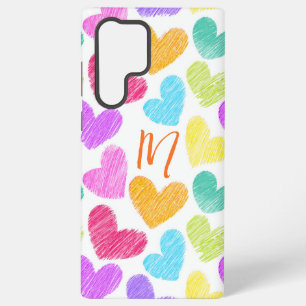 Coque Samsung Galaxy Cœur pastel couleur mignon monogramme d'amour de l