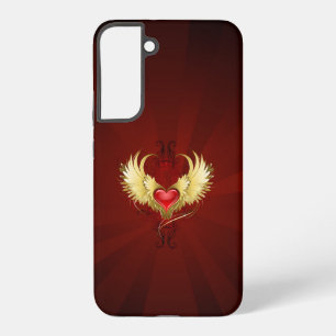 Coque Samsung Galaxy Coeur rouge avec ailes d'or