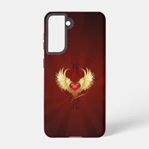 Coque Samsung Galaxy Coeur rouge avec ailes d'or