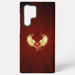Coque Samsung Galaxy Cœur rouge avec des ailes dorées
