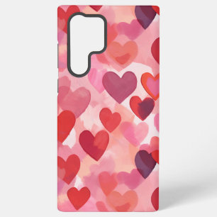 Coque Samsung Galaxy Cœurs aquarelle rose et rouge Coquette romantique
