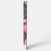 Coque Samsung Galaxy Coeurs gris rose blanc et nom fleuri (Côté gauche)