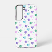 Coque Samsung Galaxy Coeurs Motif Aquarelle rose violet bleu vert (Verso)
