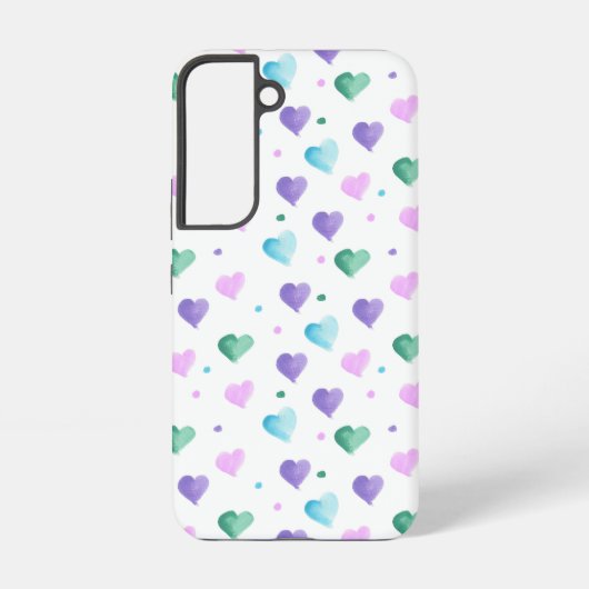 Coque Samsung Galaxy Coeurs Motif Aquarelle rose violet bleu vert (Verso)