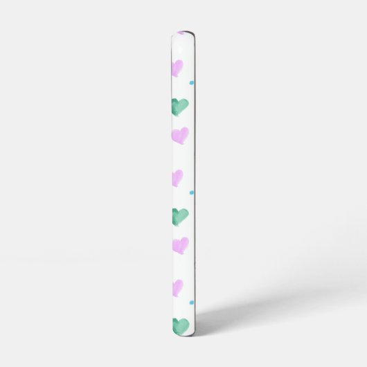 Coque Samsung Galaxy Coeurs Motif Aquarelle rose violet bleu vert (Côté gauche)