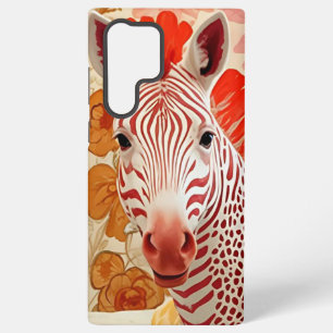 Coque Samsung Galaxy Collage artistique de zèbre rayé rouge - Amusant e